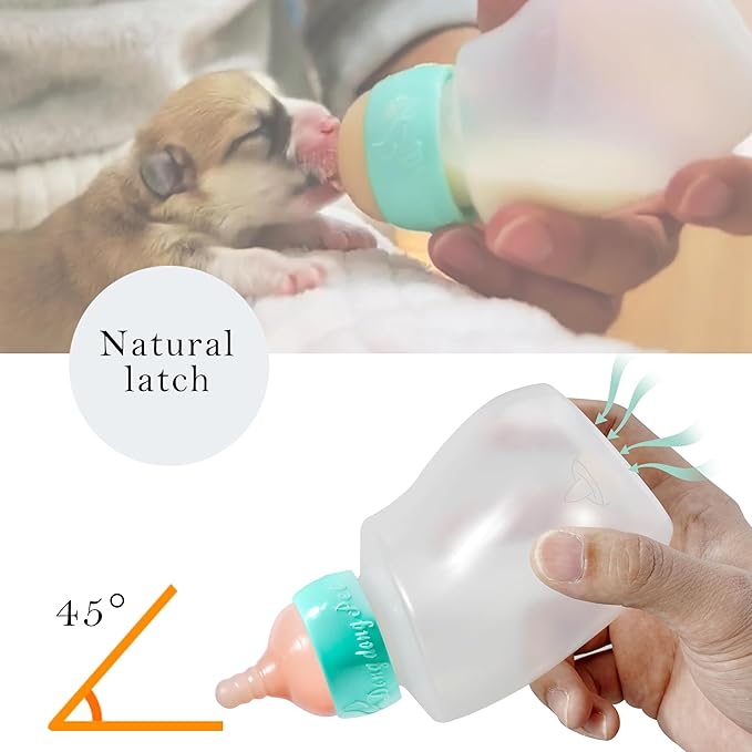 Doggiema Puppy Feeder Bottle, Silicone Feeding Nipple and Syringes for All Breed of Puppies and Other Animals (300ml Bottle+2 Sizes Nipple(M/L)+1 Syringe)