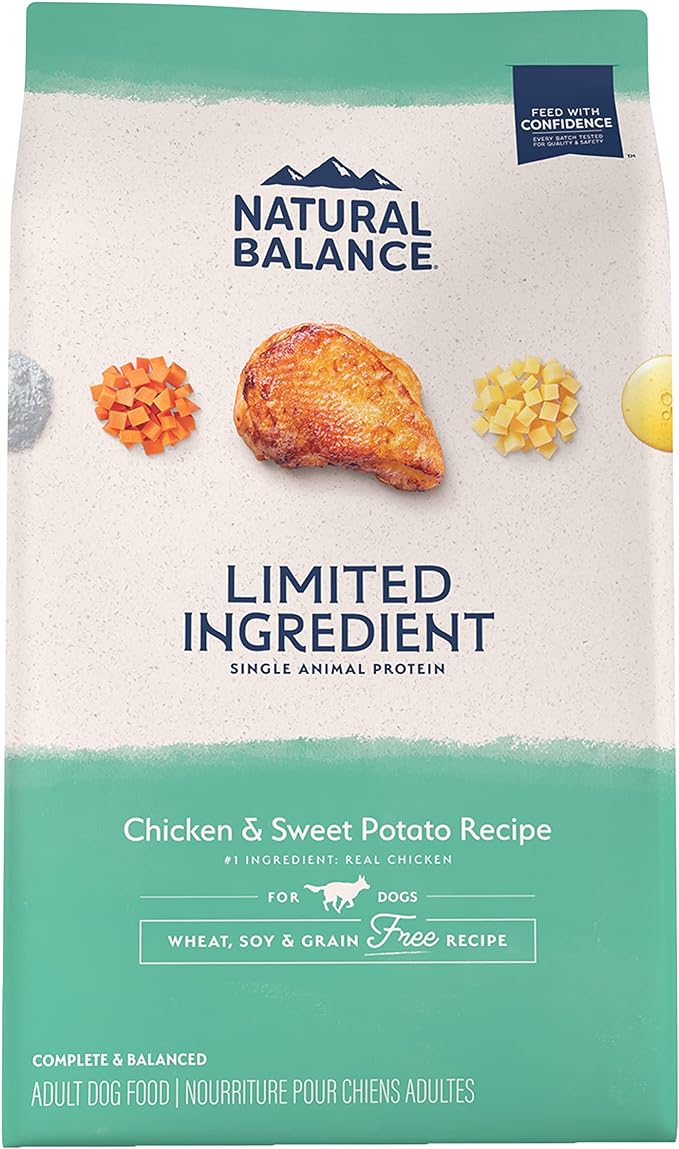 Natural Balance Limited Ingredient Adult Grain-Free Dry Dog Food, Chicken & Sweet Potato Recipe, 24 Pound (Pack of 1)