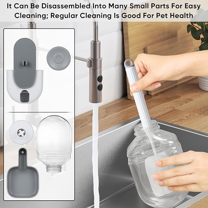 28oz Hanging Automatic Water Dispenser，Rabbit Water Bottle,Bunny Guinea Pig Ferret Water Bowl for Cage,Suitable for Small Animal Puppies(Cage Grid Spacing Over 1.2'')(Gray)