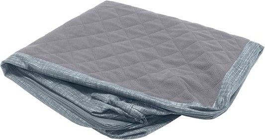 Furhaven Replacement Dog Bed Cover Quilted Fleece & Suede Print Chaise, Machine Washable - Titanium, Small