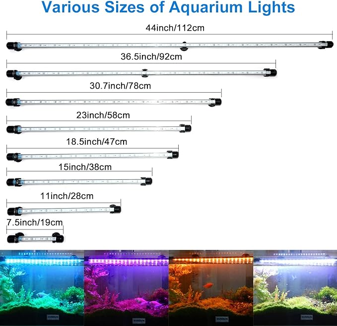 VARMHUS LED Aquarium Light,Fish Tank Light with Remote Controller&APP Control,DIY Full Spectrum Optional Color&Intelligent Timing and Dimming,29 Light Modes and 4 Music Control Modes 6LEDS-RGB 7.5''