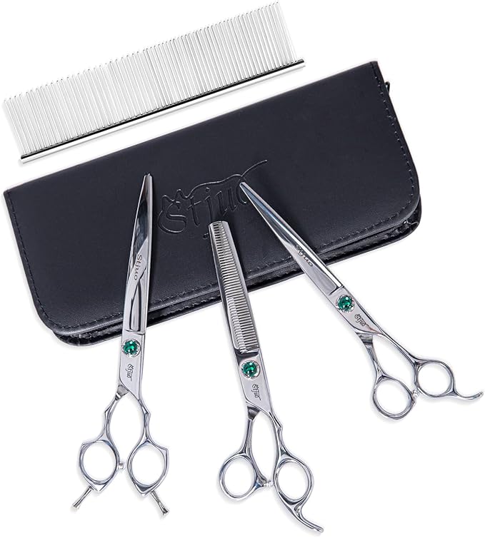 Dog Grooming Scissors Set 4 in 1 Professional Pet Shears Made Of Japanese Advanced Stainless Steel Professional Grooming Scissors for Dogs Cats and Other Pets