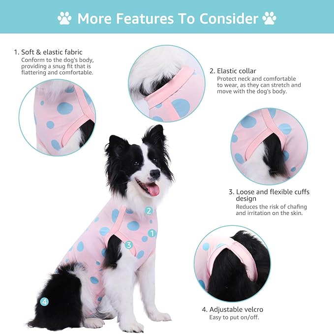 2 Packs Dog Recovery Suit Female Male, Pink+Pink, L