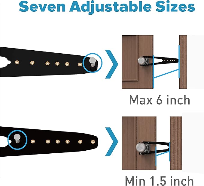 Cat Door Latch with Stabilizer, 7 Sizes Adjustable Cat Door Holder Latch to Keep Dog Out of Litter Box, Economical Alternative of Pet Gates and Interior Cat Door, Black, 4 Packs