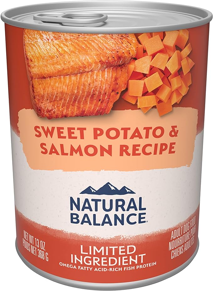 Natural Balance Limited Ingredient Adult Grain-Free Wet Canned Dog Food, Sweet Potato & Salmon Recipe, 13 Ounce (Pack of 12)