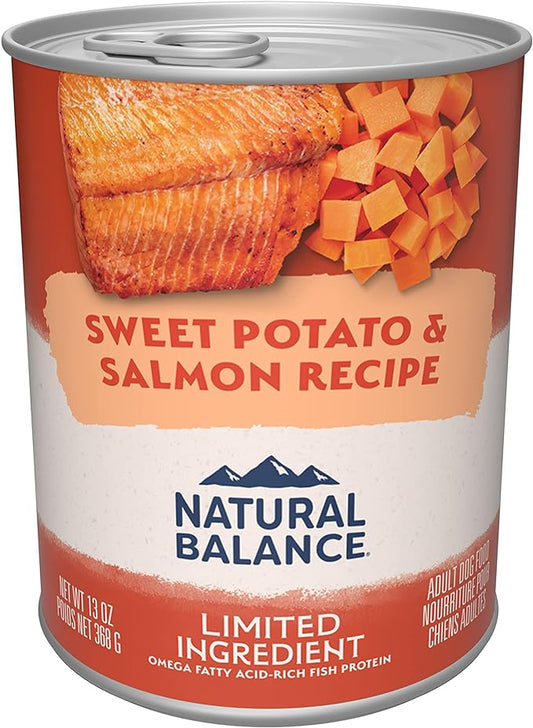 Natural Balance Limited Ingredient Adult Grain-Free Wet Canned Dog Food, Sweet Potato & Salmon Recipe, 13 Ounce (Pack of 12)