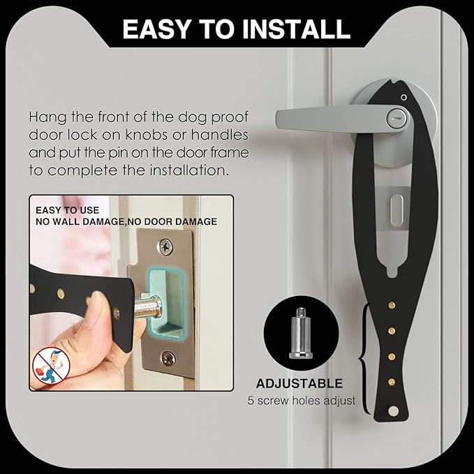 Cat Door Holder Latch Larger Adjustable Cat Door Alternative Fast Latch Strap Let Cats in and Keeps Dogs Out of Litter & Food and Safe Baby Proof No Measuring Easy to Install 3Pcs