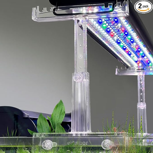 Aquarium Light Holder Adjustable, Clear Acrylic Fish Tank LED Light Riser Stand Aquarium Lamp Brackets Kit 2pcs Transparent Support for Width 2.34-4.7 Inches Light with Extendable Bracket