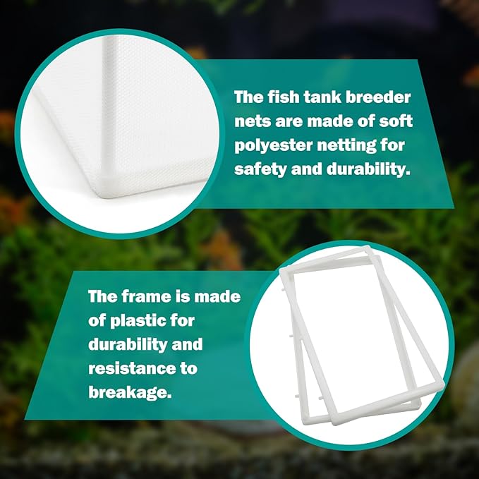 2 Pcs Fish Hatchery Breeder Box, 260 x 155 x 155 mm Fish Tank Breeder Net, Fish Fry Aquarium Fry Hatchery Separation Net, Fish Fry Hatchery Suction Cup for Aquarium