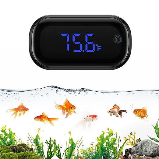 Newest Aquarium Thermometer, Wireless Digital Fish Tank Thermometer with Touch Screen, ±0.18°F High Precision, Range of 32-140℉, Fahrenheit Tank Thermometer for Fish, Turtle and Aquatic