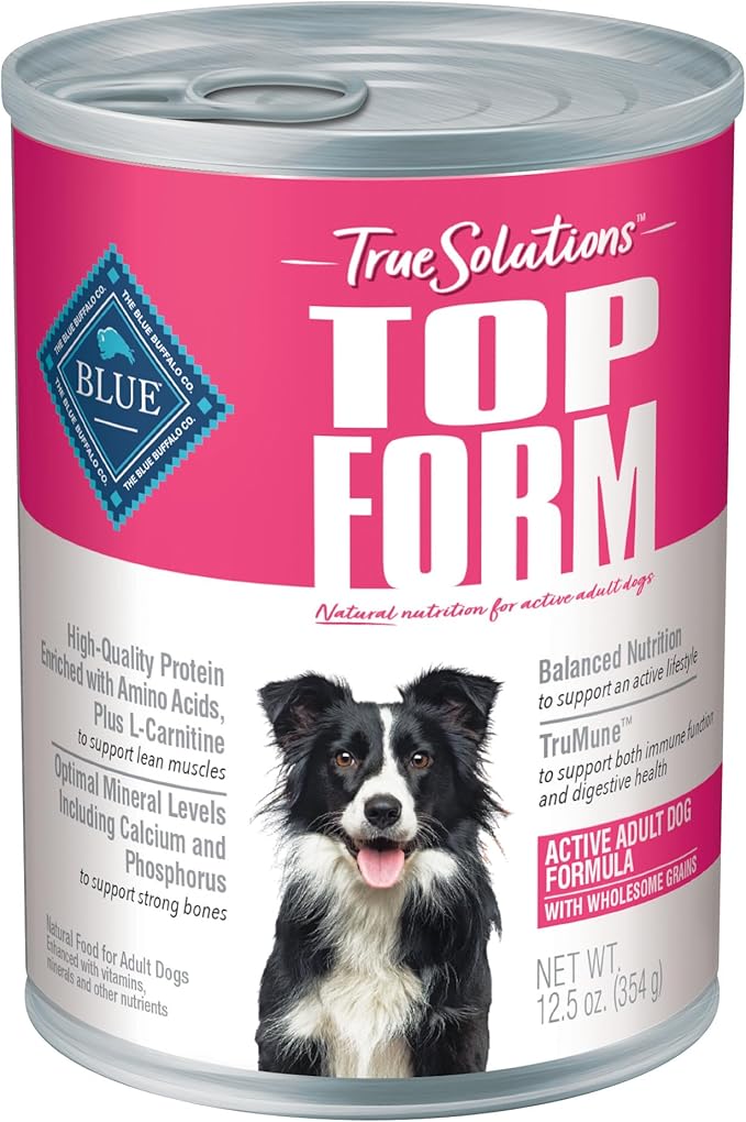 Blue Buffalo True Solutions Top Form Wet Dog Food for Active Adult Dogs, Supports an Active Lifestyle, Made with Natural Ingredients, Chicken, 12.5-oz. Cans (12 Count)