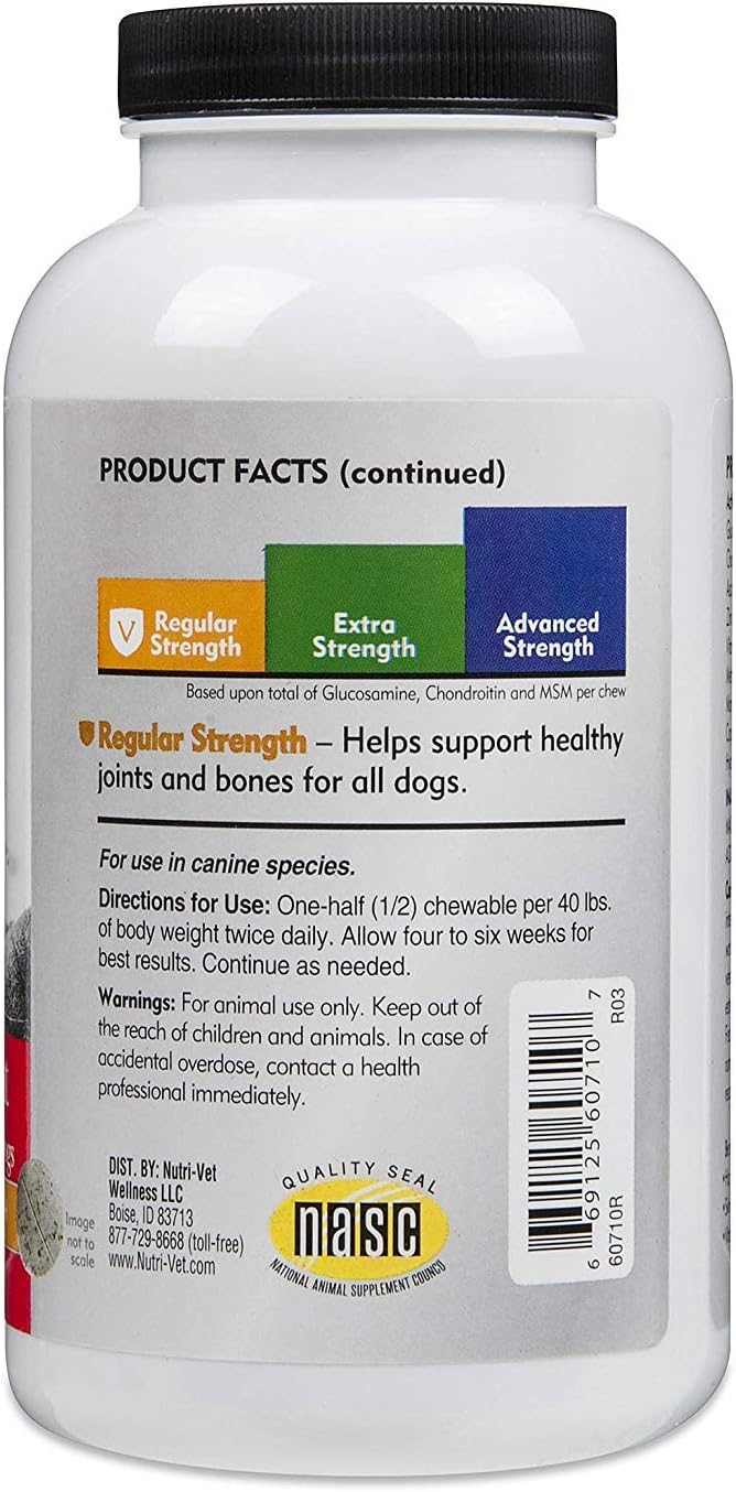 Nutri-Vet Hip & Joint Chewable Dog Supplements | Formulated with Glucosamine & Chondroitin for Dogs | 180 Count