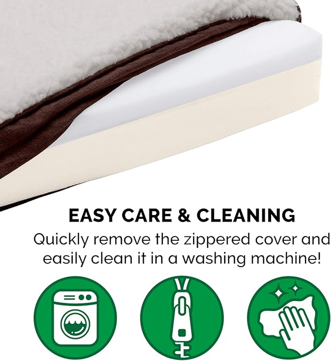 Furhaven Memory Foam Dog Bed for Small Dogs w/ Removable Washable Cover, For Dogs Up to 20 lbs - Sherpa & Suede Mattress - Espresso, Small