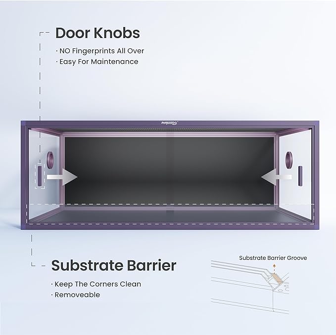 85 Gallon Reptile Tank, Front Opening Snake Tank for Easy Maintenance, Reptile Enclosure with Top Screen Ventilation 48''x24''x18''