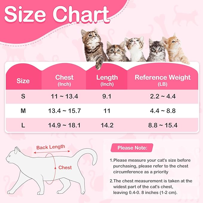 Cat Recovery Suit for Abdominal Wounds or Skin Diseases, Cat Onesie for Cats After Surgery Female Kitten Recovery Suit, Breathable E-Collar Alternative for Cats After Spay Anti Licking Wounds