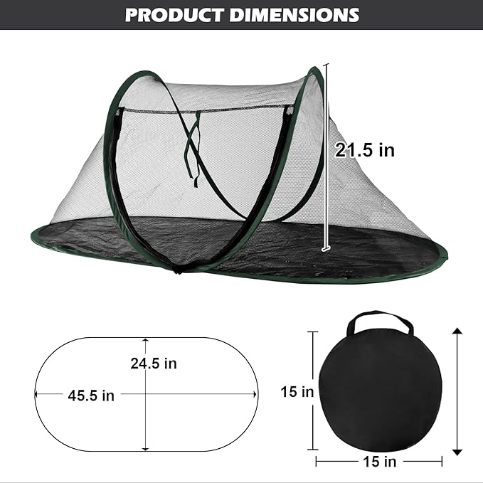 Cat Tent Outdoor, Pet Enclosure Tent Suitable for Cats and Small Animals, Indoor Playpen Portable Exercise Tent with Carry Bag(Dark Green)