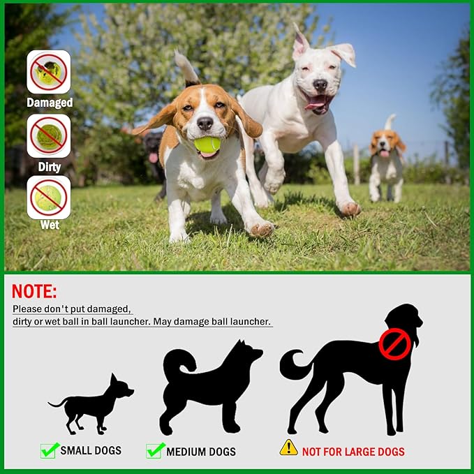 Automatic Dog Ball Launcher, Interactive Dog Ball Launcher for Small to Medium Dogs, 3 Launching Distance Dog Ball Thrower Machine for Indoor Outdoor with 6pcs Balls Dog Toy