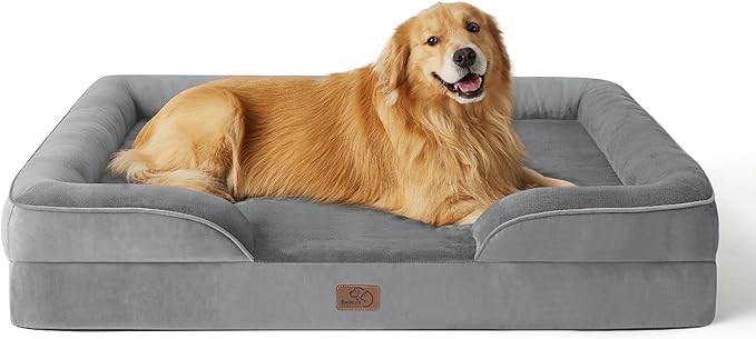 Bedsure Orthopedic Dog Bed for Extra Large Dogs - XL Plus Waterproof Dog Sofa Beds, Supportive Foam Pet Couch Bed with Removable Washable Cover, Waterproof Lining and Nonskid Bottom, Grey