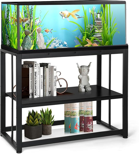 VOWNER 40-50 Gallon Fish Tank Stand - Metal Aquarium Stand, 36.6" x 18.5" x 29.5" Adjustable Heavy Duty Reptile Tank Stand, Adjustable 2-Tier Fish Tank Rack Shelf for Home Office, Tank not Included