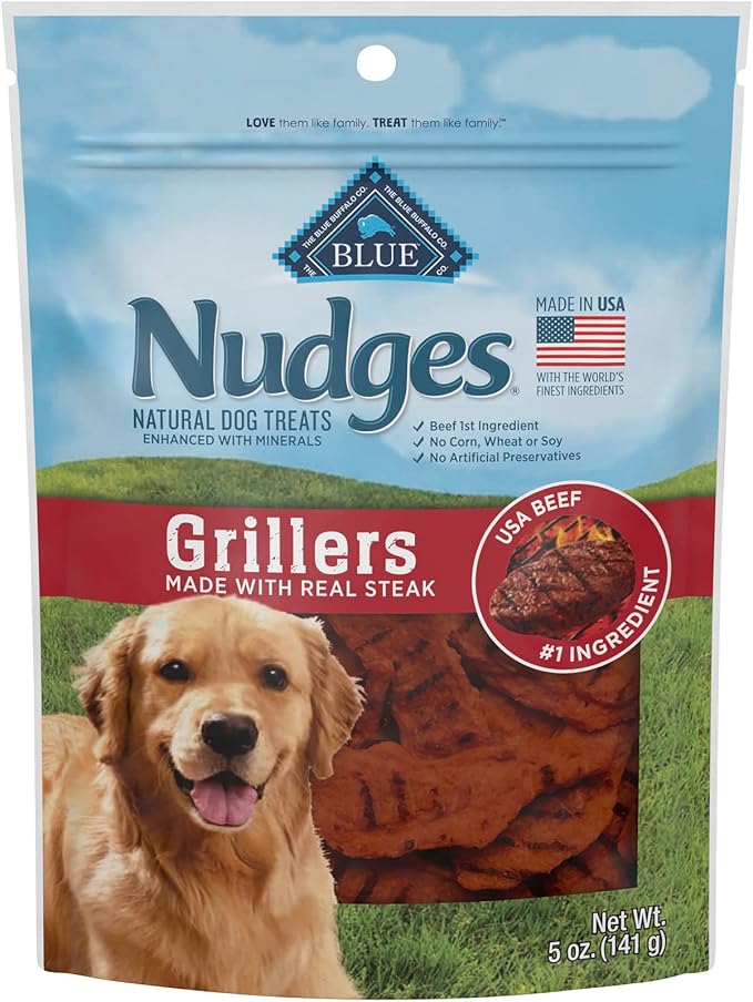 Blue Buffalo Nudges Grillers Natural Dog Treats, Steak, 5oz Bag