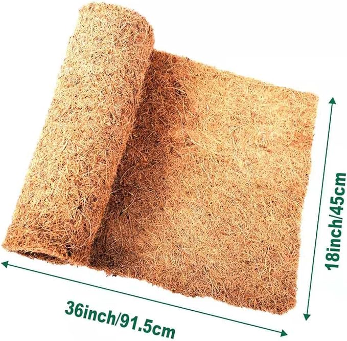 Tortoise Bedding Reptile Carpet Natural Coconut Fiber Mat 36" x 18" Carpet for Bearded Dragon 2 Pack Terrarium Carpet Terrarium Liner for Pet Lizard, Chameleon, Bearded Dragon, Iguana, Tortoise