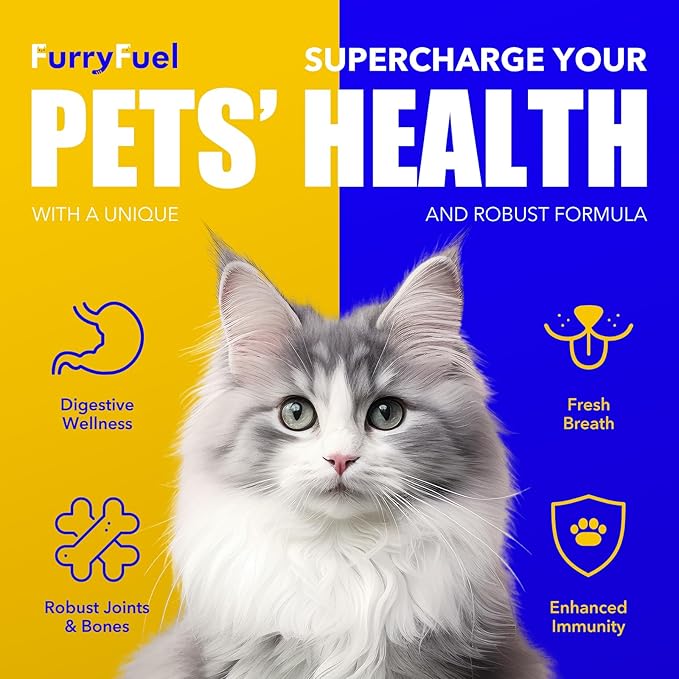 Health Supplements Powder for Cats - 5-in-1 Formula - for Digestive Gut Health Care, Joint Support, Breath, and Enhanced Immunity Made from Probiotics and Prebiotics | Pet Vitamins 30 Count