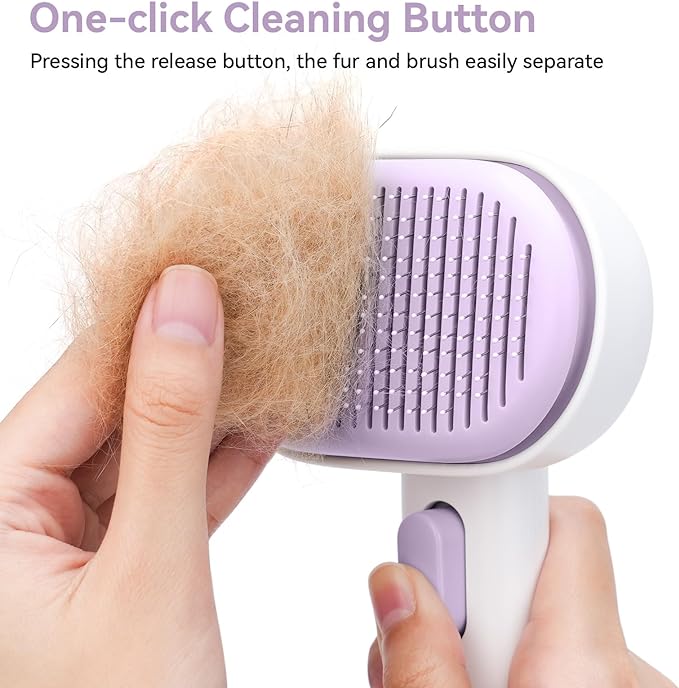 aumuca Cat Brush Dog Brush for Shedding, Cat Brushes for Indoor Cats, Cat Brush for Long or Short Haired Cats, Dog Hair Cat Grooming Brush Cat Comb for Kitten Rabbit Massage Removes Loose Fur, Purple