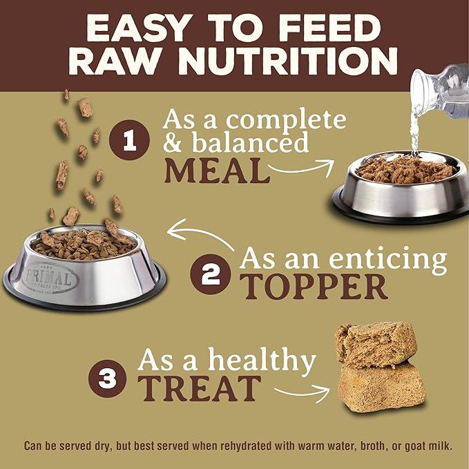 Primal Freeze Dried Cat Food Nuggets Venison; Complete & Balanced Meal or Topper; Premium, Healthy, Grain Free, High Protein Raw Cat Food with Probiotics (5.5 oz)