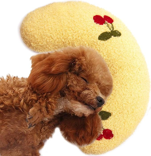 Cutated Dog Calming Pillow Dog Neck Pillow Cat Pillow for Indoor Small Pet Dogs and Cats (Yellow)