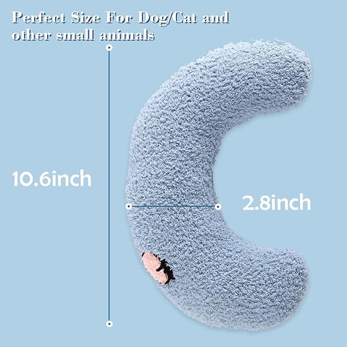 T'CHAQUE Soft Dog Bed Pillows, Ideal Naptime Sleeping Companion for Small Indoor Dogs and Cats, Pet Neck Pillow for Upper Spine Support, Cuddle Snuggle Doggy/Kitten Pillow Training Toy. Blue