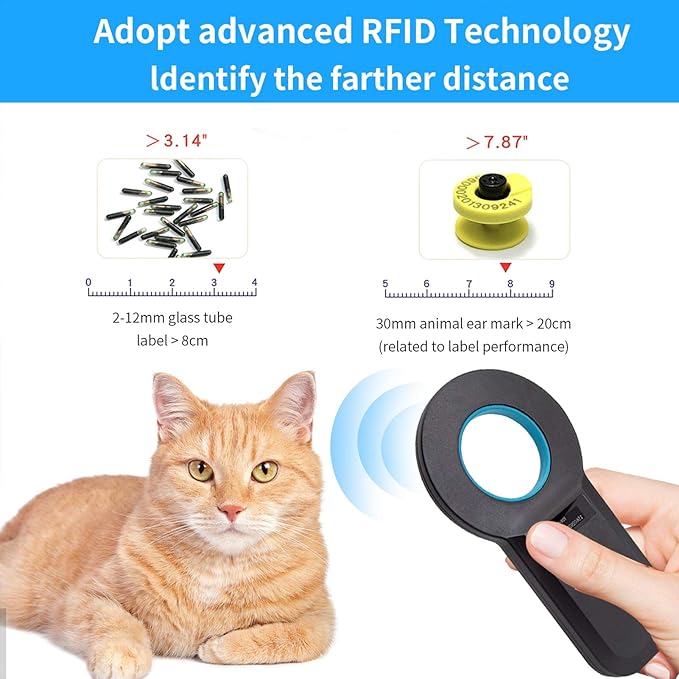 Pet Microchip scanner, Animal Microchip Tag Reader Scanner,Three ways to connect,recognize quickly,Identify The farther distance