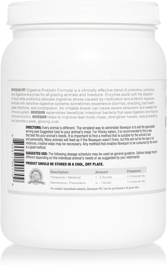 Arthur Andrew Medical, Novequin DPF, Digestive Probiotic Formula for Large Animals, Prebiotics, Probiotics, and Enzymes, Non-GMO, 1000 Grams
