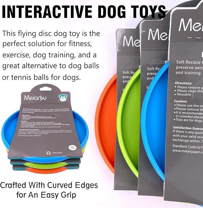 Dog Flying Disc, 3 Pcs Competition Dog Flyer Dog Toy, Soft Dog Flying Discs Indestructible Rubber Lightweight Flying Disc Dog Toy for Dogs - Floats On Water, Gentle On Teeth and Gums