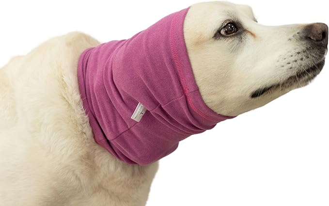 Noise Ear Covers for Dogs Hoodies Ear for Dog Bath Dog Neck Protector Dog Ear Wrap Snood Pet Quiet Ears for dogs Rose L