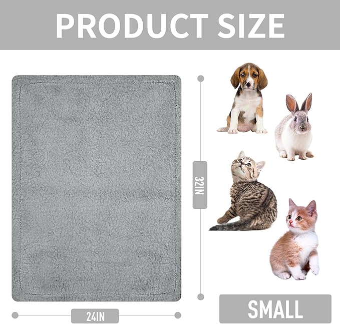 furrybaby Dog Blanket Soft Dog Blankets for Small Dogs Puppy Essentials Washable Fluffy Sherpa Fleece Cat Blanket 24x32 Inches for Bed Furniture Couch Sofa (Double-Layer Small, Grey)