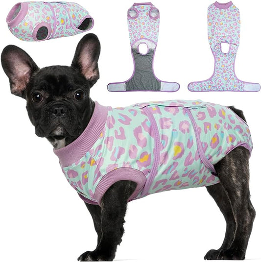 Kuoser Recovery Suit for Dogs After Surgery, Soft Dog Surgery Suit for Female Spay Male Neuter, Breathable Dog Onesie E-Collar & Cone Alternative Pet Bodysuit Anti Licking Wounds Surgical Shirt, XS