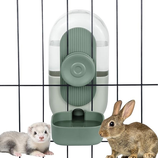 28oz Rabbit Water Bottle,Hanging Automatic Water Dispenser for Cage,Ferret Bunny Guinea Pig Water Bowl,Suitable for small animal(Cage Grid Spacing Over 1.2'')(Green)