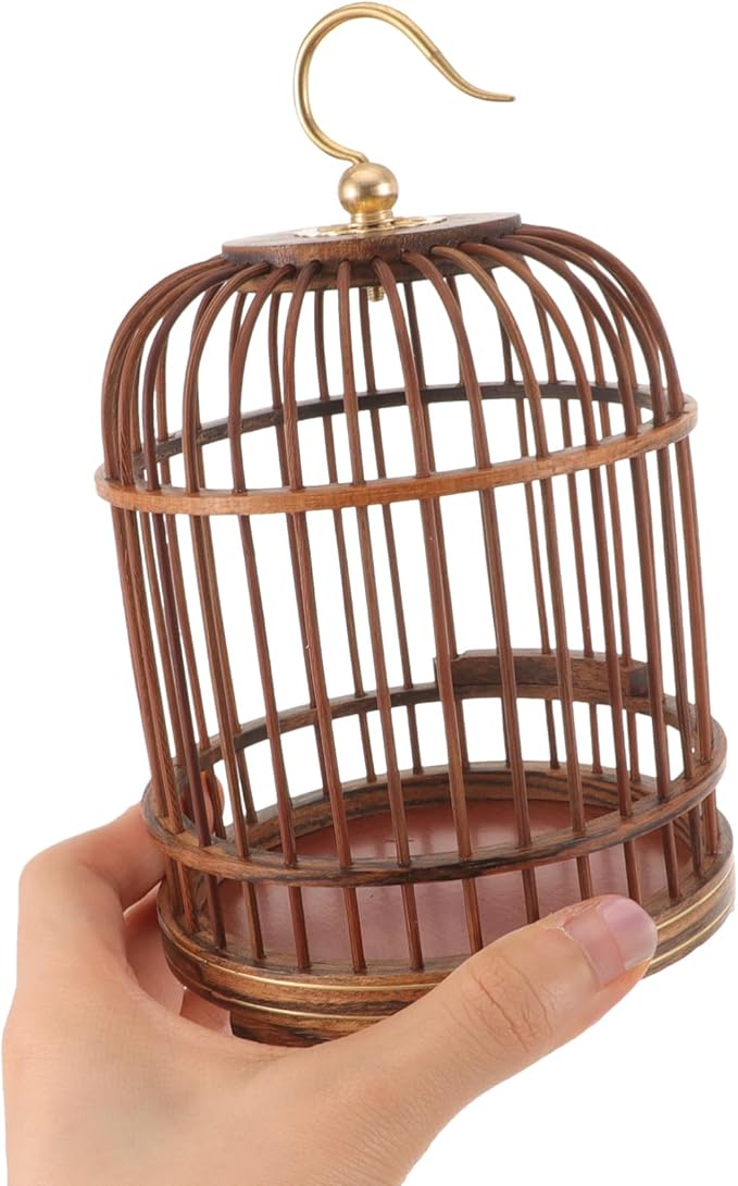 BESPORTBLE Pet Cage Round Birdcages Outdoor Decorative Bird Cage Wood Hamster Cage for Small Parakeet Cage Hanging Cage for Bird Wooden Bird Nest