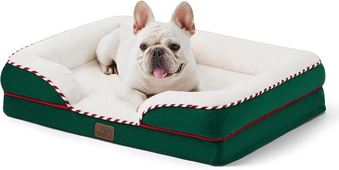 Bedsure Orthopedic Dog Bed for Medium Dogs - Waterproof Dog Sofa Beds Medium, Supportive Foam Pet Couch Bed with Removable Washable Cover, Waterproof Lining and Nonskid Bottom, Green