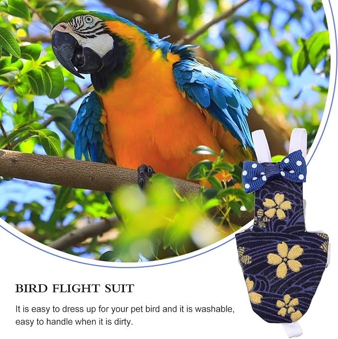 Bird Diaper - Bird Flight Suit Washable Reusable Parrots Nappy Clothes with Leash Hole Parrot Diaper Bird Clothes Bird Suit for Budgie Parakeet Cockatiel