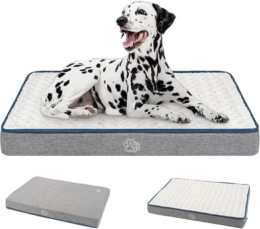 EMPSIGN Reversible Cool and Warm Dog Bed for Crate Pad, Pet Beds with Washable and Removable Cover, Dog Crate Bed Sleeping Mats, Bed for Dog Crate for Large Medium Small Dogs, Grey