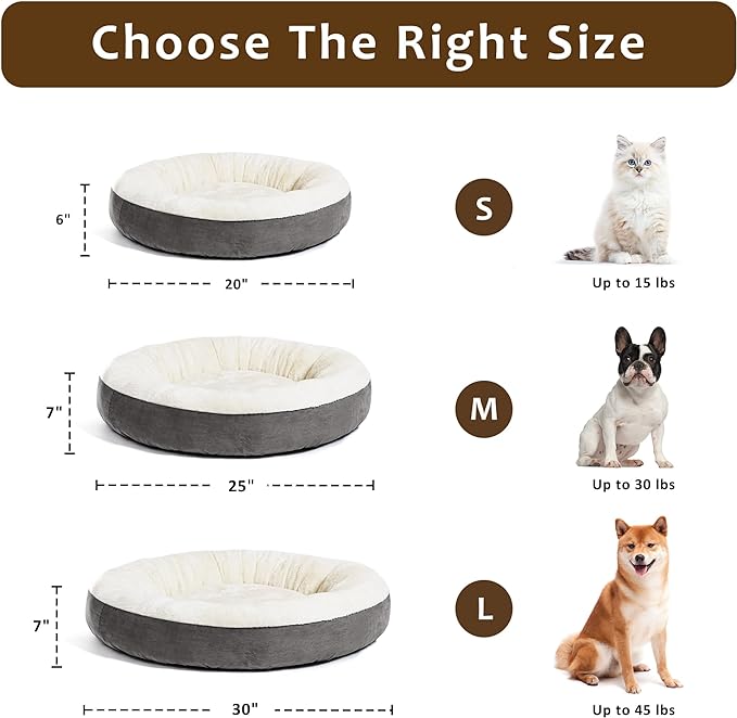Love's cabin Round Donut Cat and Dog Cushion Bed, 20in Pet Bed for Cats or Small Dogs, Anti-Slip & Water-Resistant Bottom, Super Soft Durable Fabric Pet beds, Washable Luxury Cat & Dog Bed Dark Grey