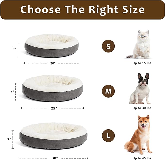 Love's cabin Round Donut Cat and Dog Cushion Bed, 30in Pet Bed for Medium or Large Dogs, Anti-Slip & Water-Resistant Bottom, Soft Durable Fabric Pet beds, Washable Calming Cat & Dog Bed Dark Grey