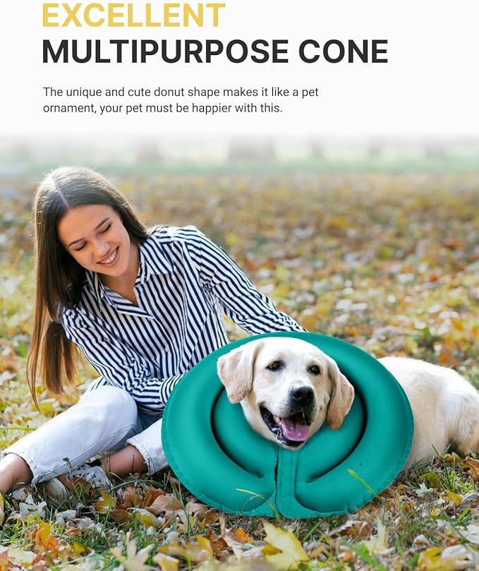 MIDOG Dog Cone Collar for Large Medium Dogs, Soft Inflatable Dog Cone Alternative After Surgery,Adjustable Protective Recovery Cone for Dogs and Cats-Alternative E Collar Does Not Block Vision-Blue,XL