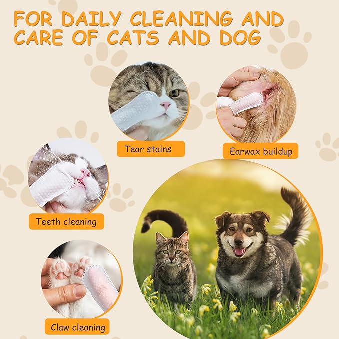 Dog Ear Wipes Finger,Ear Cleaner Wipes for Cats and Dogs,Debris - Soothes & Relieves Ear Itching,All Natural Ingredients - 50 Count.