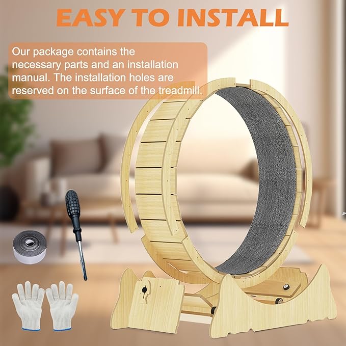 Cat Wheels for Indoor Cats, One Fast Cat Exercise Wheel Indoor, Cat Running Wheel, XLarge Cat Treadmill Wheel for Kitty, Low-Noise, Cat Wheel Exerciser, for Fitness Weight, Natural Wood (XL)