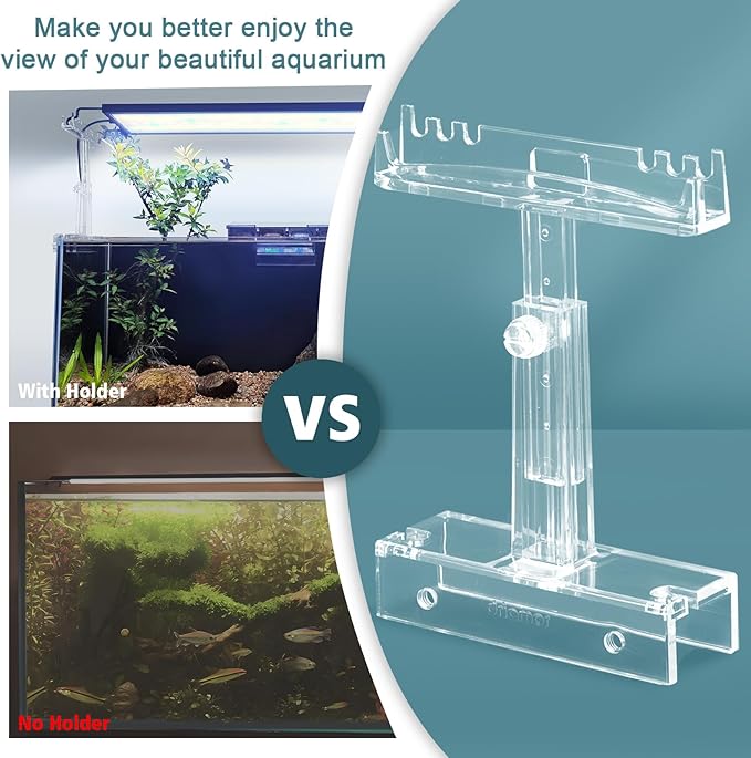 Aquarium Light Holder Adjustable, Clear Acrylic Fish Tank LED Light Riser Stand Aquarium Lamp Brackets Kit 2pcs Transparent Support for Width 2.34-4.7 Inches Light with Extendable Bracket