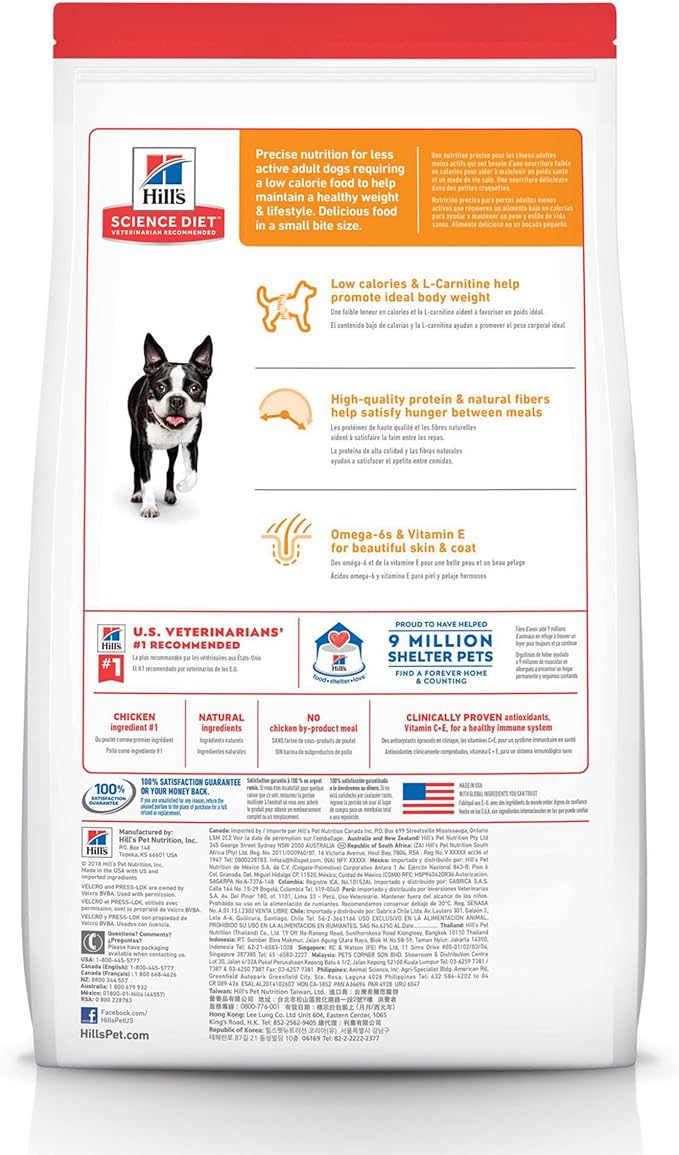 Hill's Science Diet Light , Adult 1-6, Weight Management Support, Small Kibble, Dry Dog Food, Chicken & Barley, 30 lb Bag