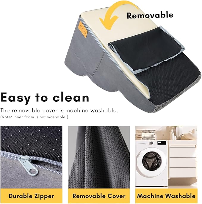 Dog Stairs for Small Dogs, JYpawsiepal dog steps for High Bed and Couch, Pet Ramp with High Density Foam, Non-Slip Balanced Indoor Pet Stairs 3-Step Pet Steps Grey