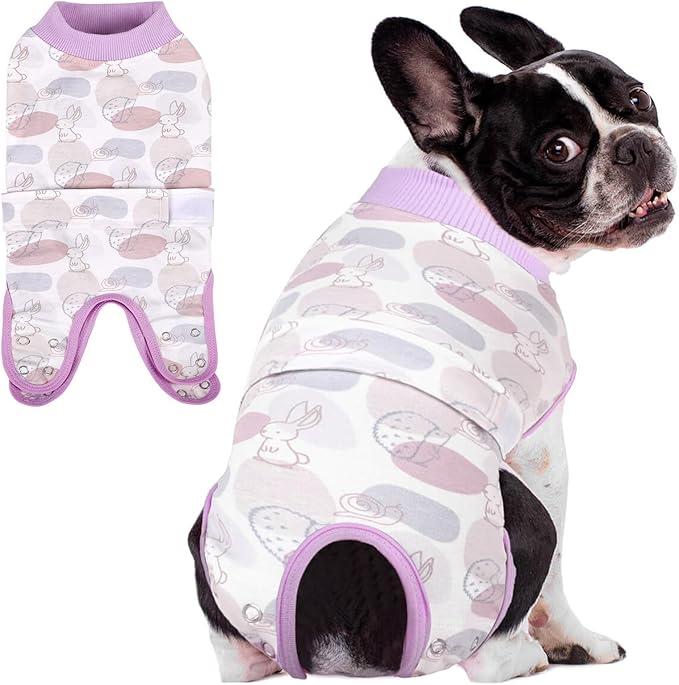 AOFITEE Dog Recovery Suit, Dog Surgical Recovery Suit for Female Dogs Male Dogs, Cozy Dog Onesie for Surgery, Cone E-Collar Alternative, Anti Licking Dog Surgical Shirt with Pee Hole, Rabbit M